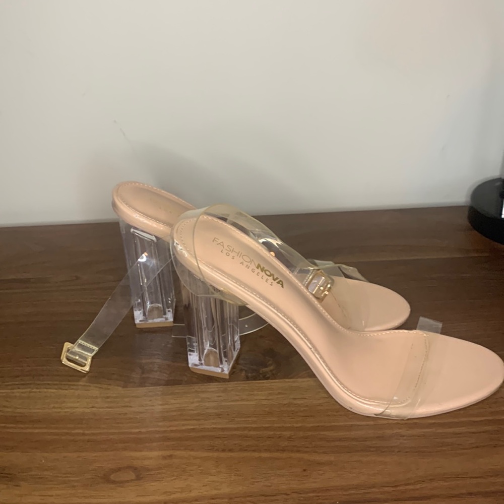 Fashion Nova Clear Strapped Heels